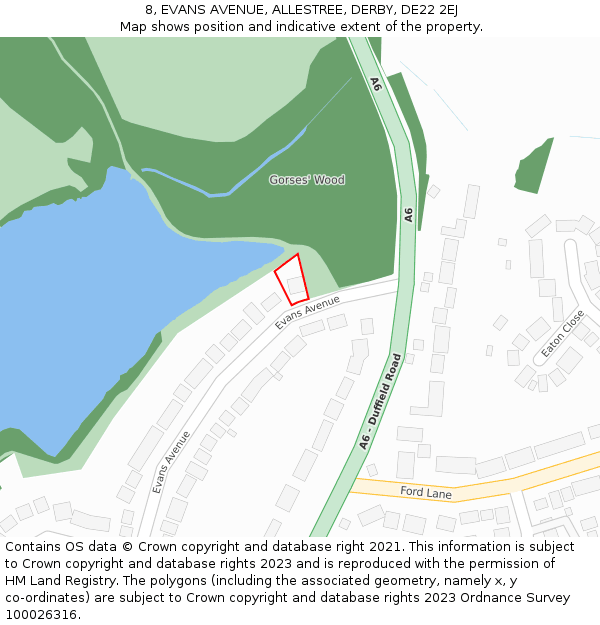 8, EVANS AVENUE, ALLESTREE, DERBY, DE22 2EJ: Location map and indicative extent of plot