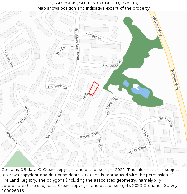 8, FAIRLAWNS, SUTTON COLDFIELD, B76 1PQ: Location map and indicative extent of plot