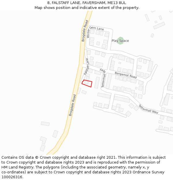 8, FALSTAFF LANE, FAVERSHAM, ME13 8UL: Location map and indicative extent of plot