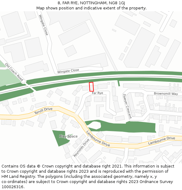 8, FAR RYE, NOTTINGHAM, NG8 1GJ: Location map and indicative extent of plot