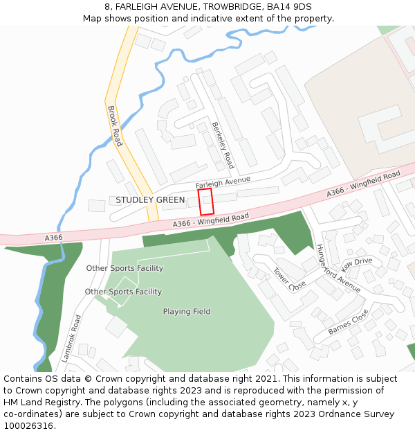 8, FARLEIGH AVENUE, TROWBRIDGE, BA14 9DS: Location map and indicative extent of plot