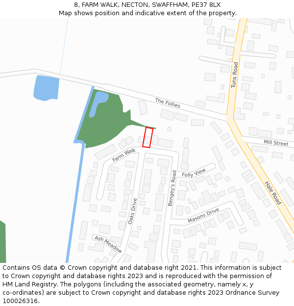 8, FARM WALK, NECTON, SWAFFHAM, PE37 8LX: Location map and indicative extent of plot
