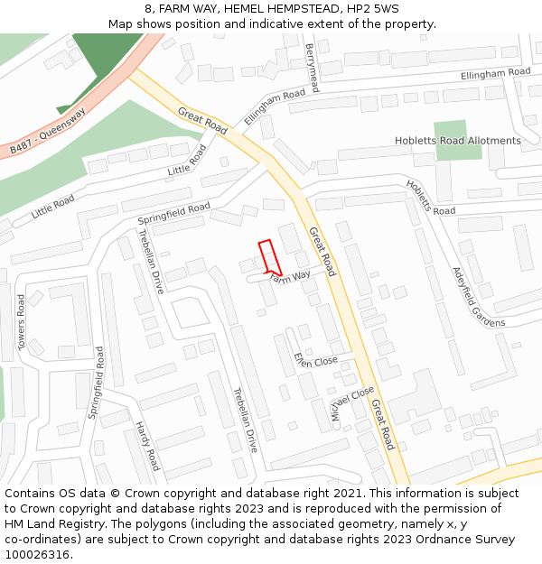 8, FARM WAY, HEMEL HEMPSTEAD, HP2 5WS: Location map and indicative extent of plot