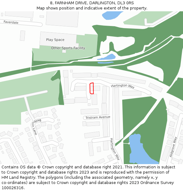 8, FARNHAM DRIVE, DARLINGTON, DL3 0RS: Location map and indicative extent of plot