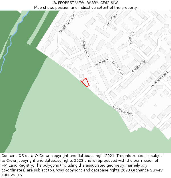 8, FFOREST VIEW, BARRY, CF62 6LW: Location map and indicative extent of plot