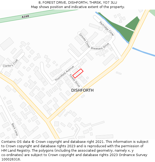 8, FOREST DRIVE, DISHFORTH, THIRSK, YO7 3LU: Location map and indicative extent of plot