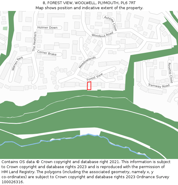 8, FOREST VIEW, WOOLWELL, PLYMOUTH, PL6 7RT: Location map and indicative extent of plot