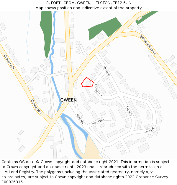 8, FORTHCROM, GWEEK, HELSTON, TR12 6UN: Location map and indicative extent of plot