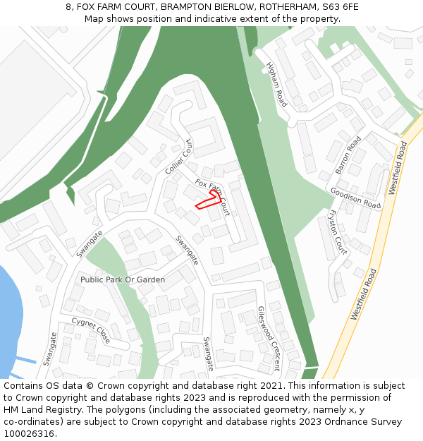 8, FOX FARM COURT, BRAMPTON BIERLOW, ROTHERHAM, S63 6FE: Location map and indicative extent of plot