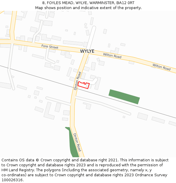 8, FOYLES MEAD, WYLYE, WARMINSTER, BA12 0RT: Location map and indicative extent of plot