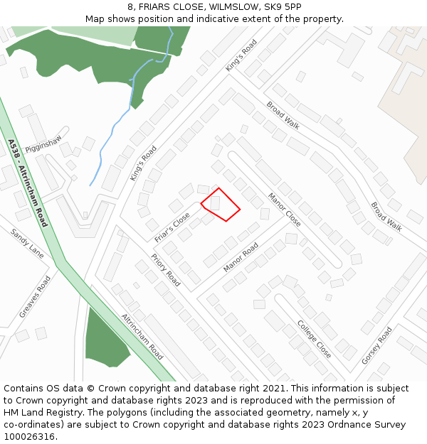 8, FRIARS CLOSE, WILMSLOW, SK9 5PP: Location map and indicative extent of plot