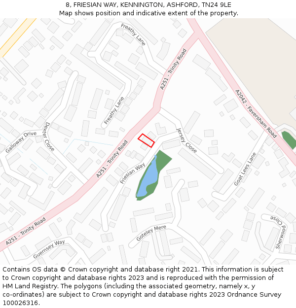 8, FRIESIAN WAY, KENNINGTON, ASHFORD, TN24 9LE: Location map and indicative extent of plot