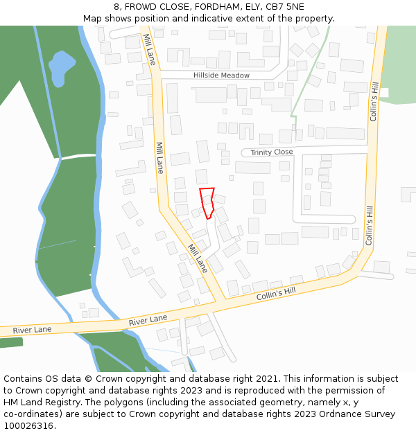 8, FROWD CLOSE, FORDHAM, ELY, CB7 5NE: Location map and indicative extent of plot