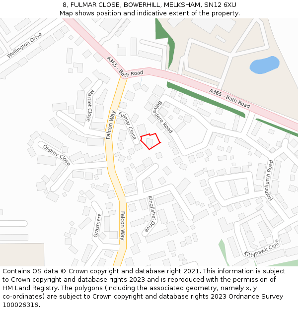 8, FULMAR CLOSE, BOWERHILL, MELKSHAM, SN12 6XU: Location map and indicative extent of plot