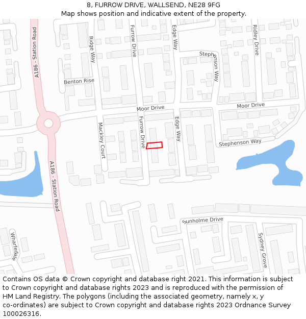 8, FURROW DRIVE, WALLSEND, NE28 9FG: Location map and indicative extent of plot