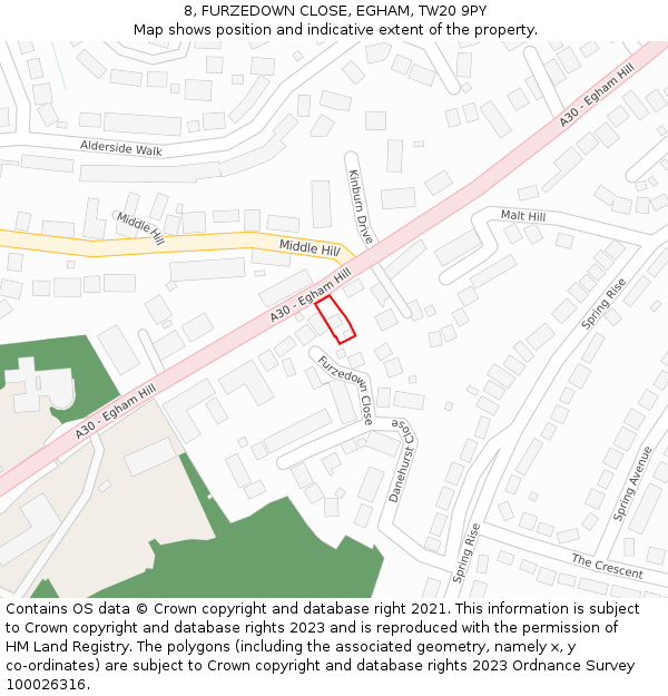 8, FURZEDOWN CLOSE, EGHAM, TW20 9PY: Location map and indicative extent of plot