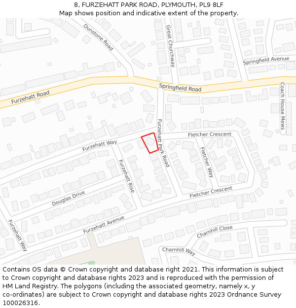 8, FURZEHATT PARK ROAD, PLYMOUTH, PL9 8LF: Location map and indicative extent of plot