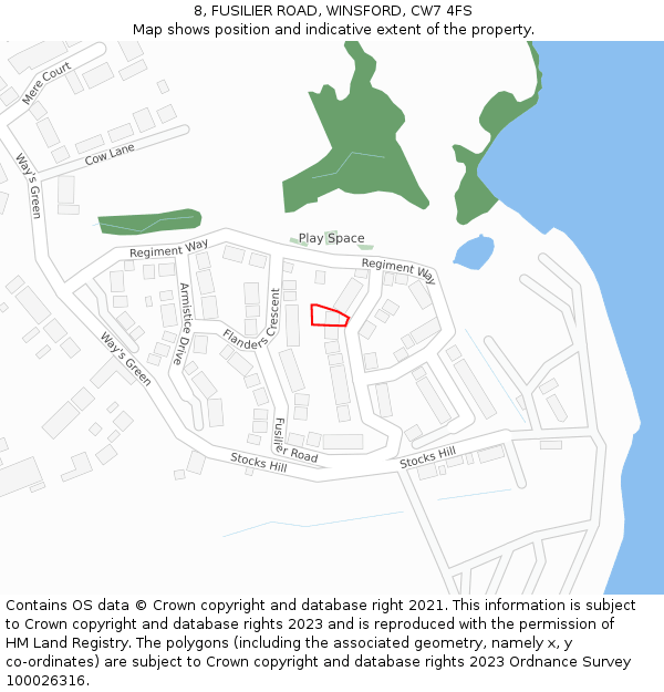 8, FUSILIER ROAD, WINSFORD, CW7 4FS: Location map and indicative extent of plot