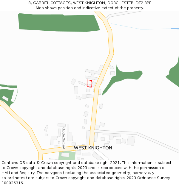 8, GABRIEL COTTAGES, WEST KNIGHTON, DORCHESTER, DT2 8PE: Location map and indicative extent of plot