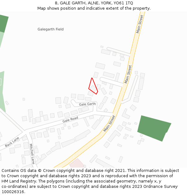 8, GALE GARTH, ALNE, YORK, YO61 1TQ: Location map and indicative extent of plot