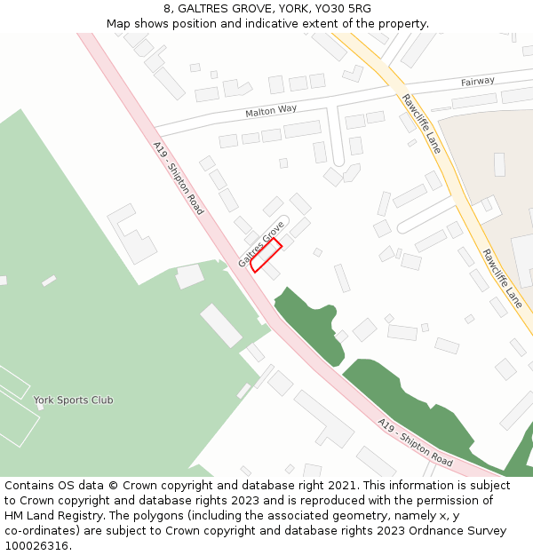 8, GALTRES GROVE, YORK, YO30 5RG: Location map and indicative extent of plot