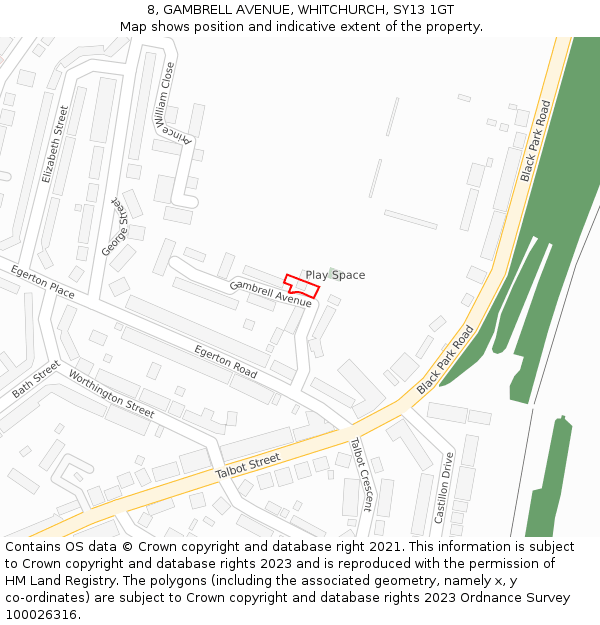 8, GAMBRELL AVENUE, WHITCHURCH, SY13 1GT: Location map and indicative extent of plot