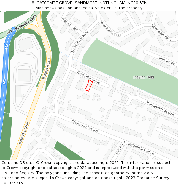 8, GATCOMBE GROVE, SANDIACRE, NOTTINGHAM, NG10 5PN: Location map and indicative extent of plot