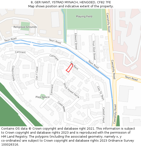 8, GER NANT, YSTRAD MYNACH, HENGOED, CF82 7FE: Location map and indicative extent of plot