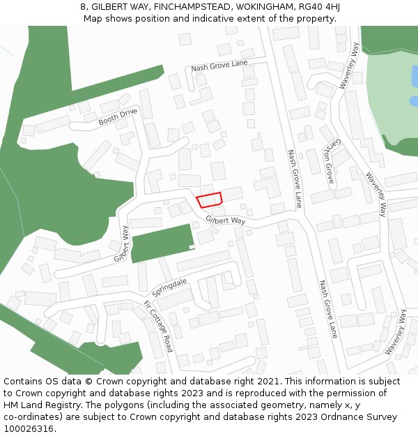 8, GILBERT WAY, FINCHAMPSTEAD, WOKINGHAM, RG40 4HJ: Location map and indicative extent of plot