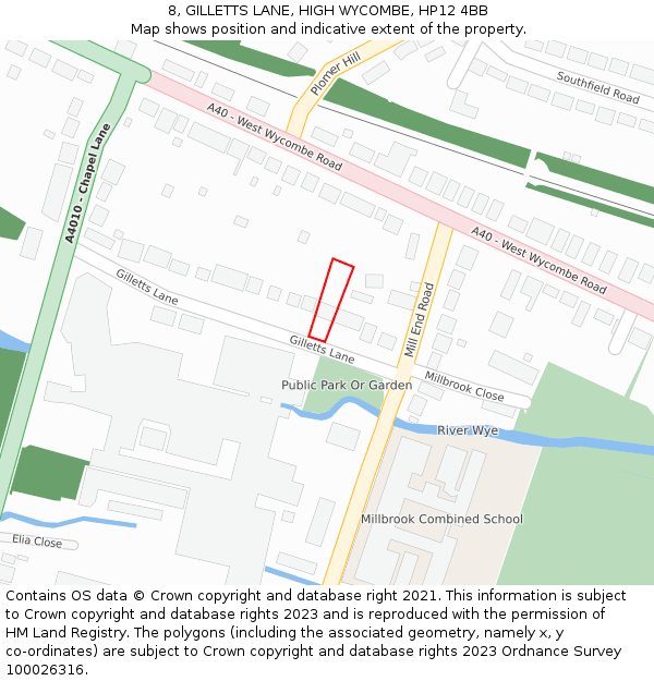 8, GILLETTS LANE, HIGH WYCOMBE, HP12 4BB: Location map and indicative extent of plot