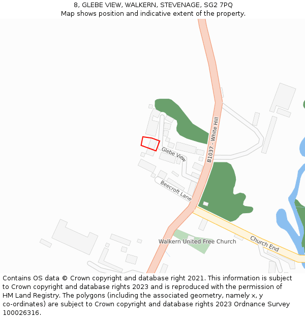 8, GLEBE VIEW, WALKERN, STEVENAGE, SG2 7PQ: Location map and indicative extent of plot