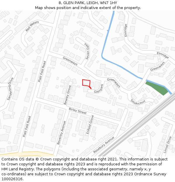 8, GLEN PARK, LEIGH, WN7 1HY: Location map and indicative extent of plot