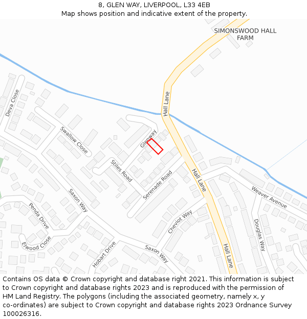 8, GLEN WAY, LIVERPOOL, L33 4EB: Location map and indicative extent of plot