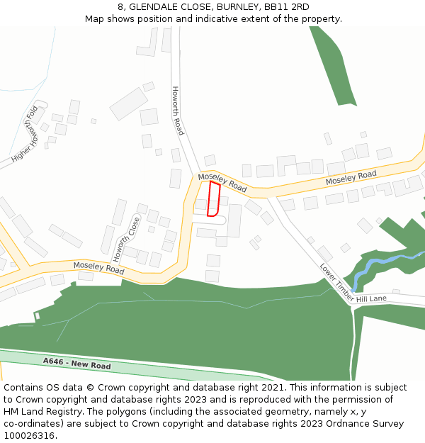 8, GLENDALE CLOSE, BURNLEY, BB11 2RD: Location map and indicative extent of plot