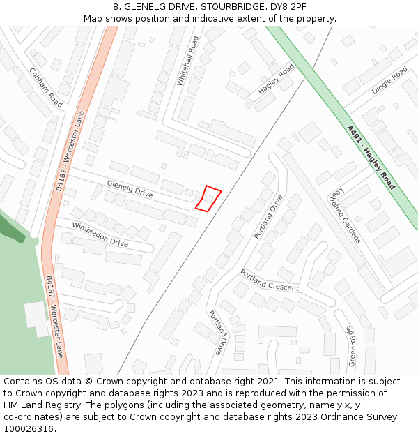 8, GLENELG DRIVE, STOURBRIDGE, DY8 2PF: Location map and indicative extent of plot