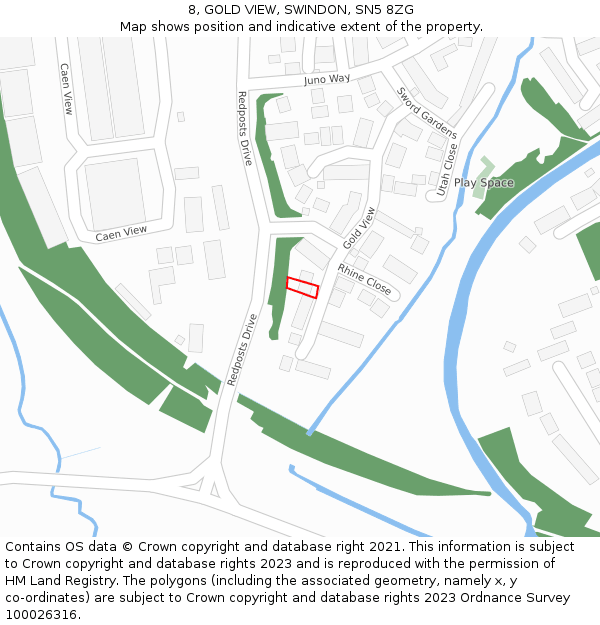 8, GOLD VIEW, SWINDON, SN5 8ZG: Location map and indicative extent of plot