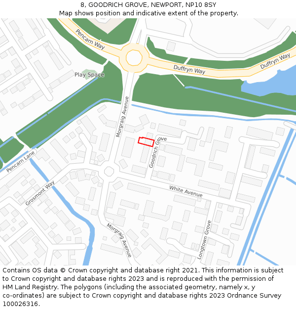 8, GOODRICH GROVE, NEWPORT, NP10 8SY: Location map and indicative extent of plot