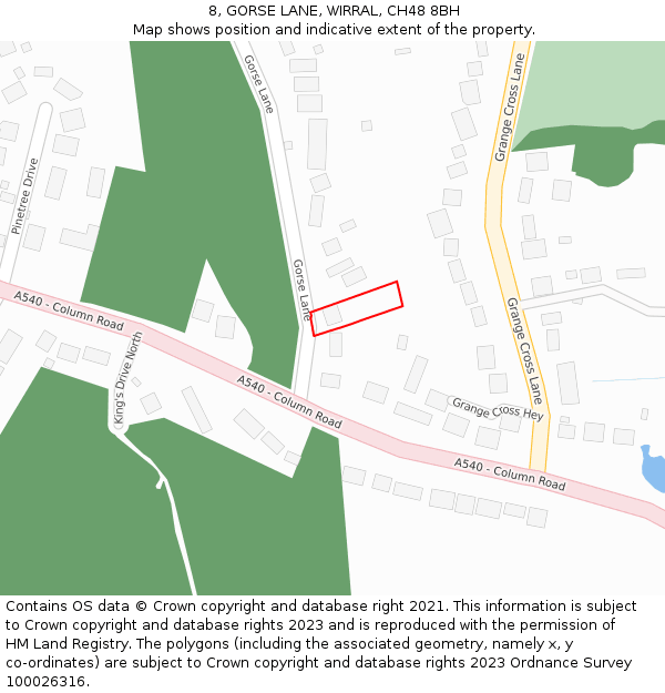 8, GORSE LANE, WIRRAL, CH48 8BH: Location map and indicative extent of plot