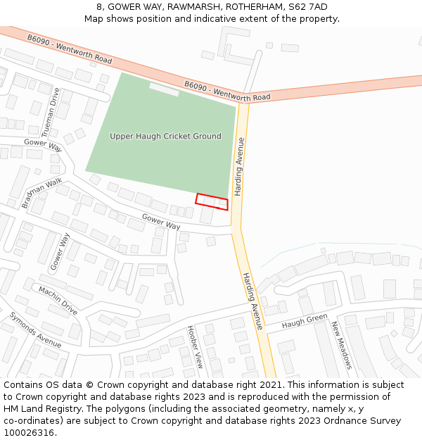 8, GOWER WAY, RAWMARSH, ROTHERHAM, S62 7AD: Location map and indicative extent of plot