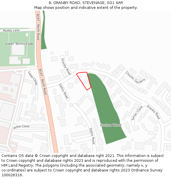 8, GRANBY ROAD, STEVENAGE, SG1 4AR: Location map and indicative extent of plot