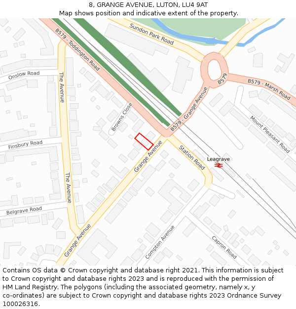 8, GRANGE AVENUE, LUTON, LU4 9AT: Location map and indicative extent of plot