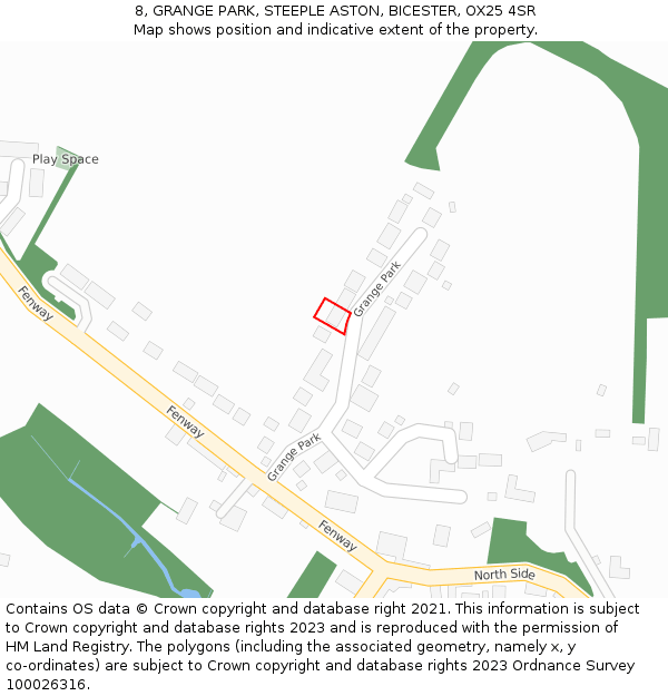 8, GRANGE PARK, STEEPLE ASTON, BICESTER, OX25 4SR: Location map and indicative extent of plot