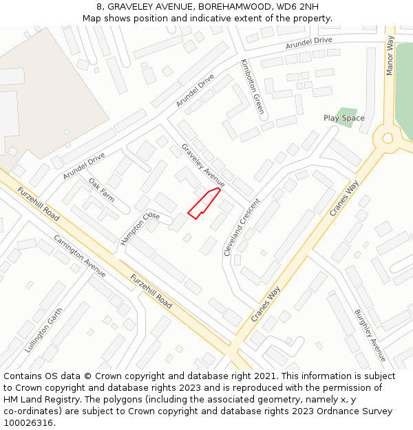 8, GRAVELEY AVENUE, BOREHAMWOOD, WD6 2NH: Location map and indicative extent of plot