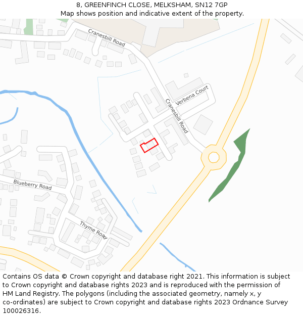 8, GREENFINCH CLOSE, MELKSHAM, SN12 7GP: Location map and indicative extent of plot