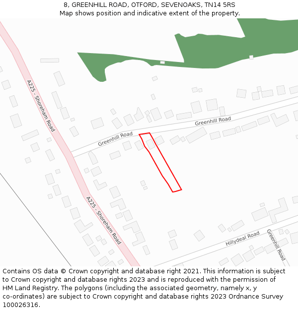 8, GREENHILL ROAD, OTFORD, SEVENOAKS, TN14 5RS: Location map and indicative extent of plot