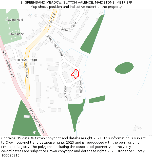 8, GREENSAND MEADOW, SUTTON VALENCE, MAIDSTONE, ME17 3FP: Location map and indicative extent of plot