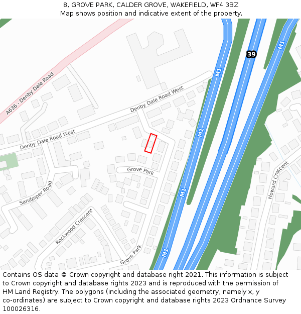 8, GROVE PARK, CALDER GROVE, WAKEFIELD, WF4 3BZ: Location map and indicative extent of plot