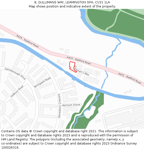 8, GULLIMANS WAY, LEAMINGTON SPA, CV31 1LA: Location map and indicative extent of plot