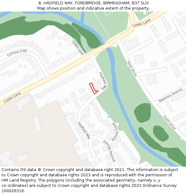 8, HADFIELD WAY, FORDBRIDGE, BIRMINGHAM, B37 5LN: Location map and indicative extent of plot