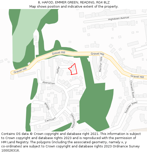 8, HAFOD, EMMER GREEN, READING, RG4 8LZ: Location map and indicative extent of plot